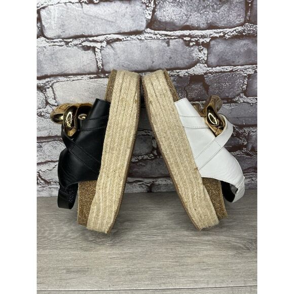 J. W. JW Anderson Chain Black White Leather Espadrille Platform Sandals Women 38 - Picture 16 of 16